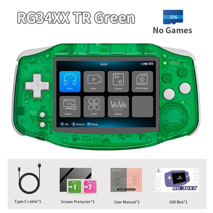 ANBERNIC RG34XX Retro Video Handheld Game Console 3.4" IPS Screen 32G Linux 64-bit System Support 5G WiFi Bluetooth HD TV Output