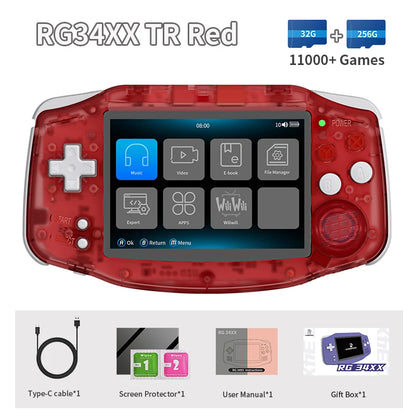 ANBERNIC RG34XX Retro Video Handheld Game Console 3.4" IPS Screen 32G Linux 64-bit System Support 5G WiFi Bluetooth HD TV Output