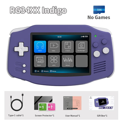 ANBERNIC RG34XX Retro Video Handheld Game Console 3.4" IPS Screen 32G Linux 64-bit System Support 5G WiFi Bluetooth HD TV Output