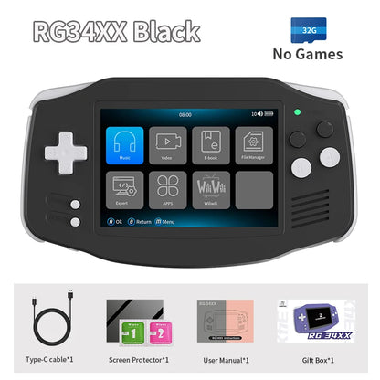 ANBERNIC RG34XX Retro Video Handheld Game Console 3.4" IPS Screen 32G Linux 64-bit System Support 5G WiFi Bluetooth HD TV Output